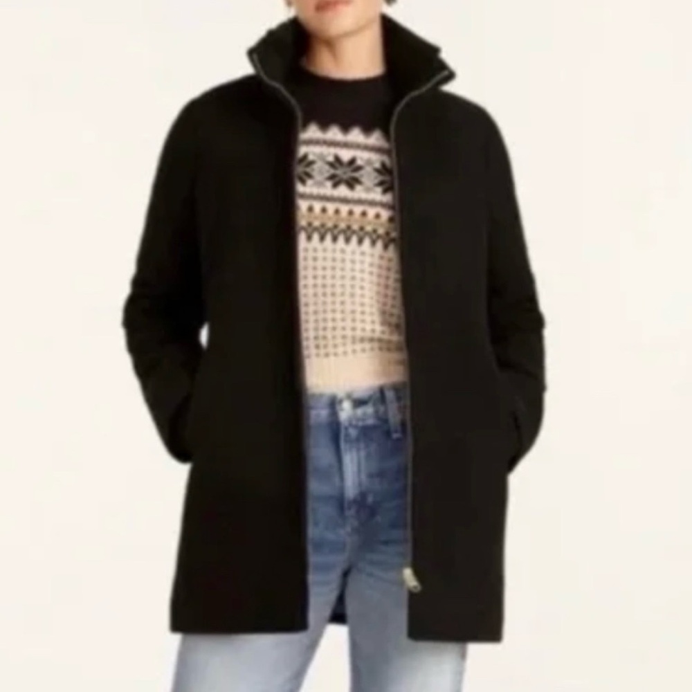 J. Crew Italian stadium wool lodge coat black Sz 8
